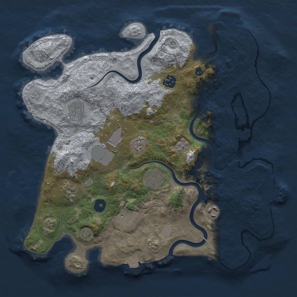 Rust Map: Procedural Map, Size: 3550, Seed: 209486, 14 Monuments