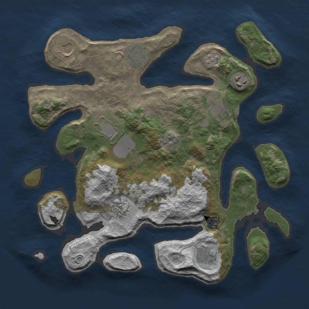 Rust Map: Barren, Size: 3500, Seed: 158, 12 Monuments