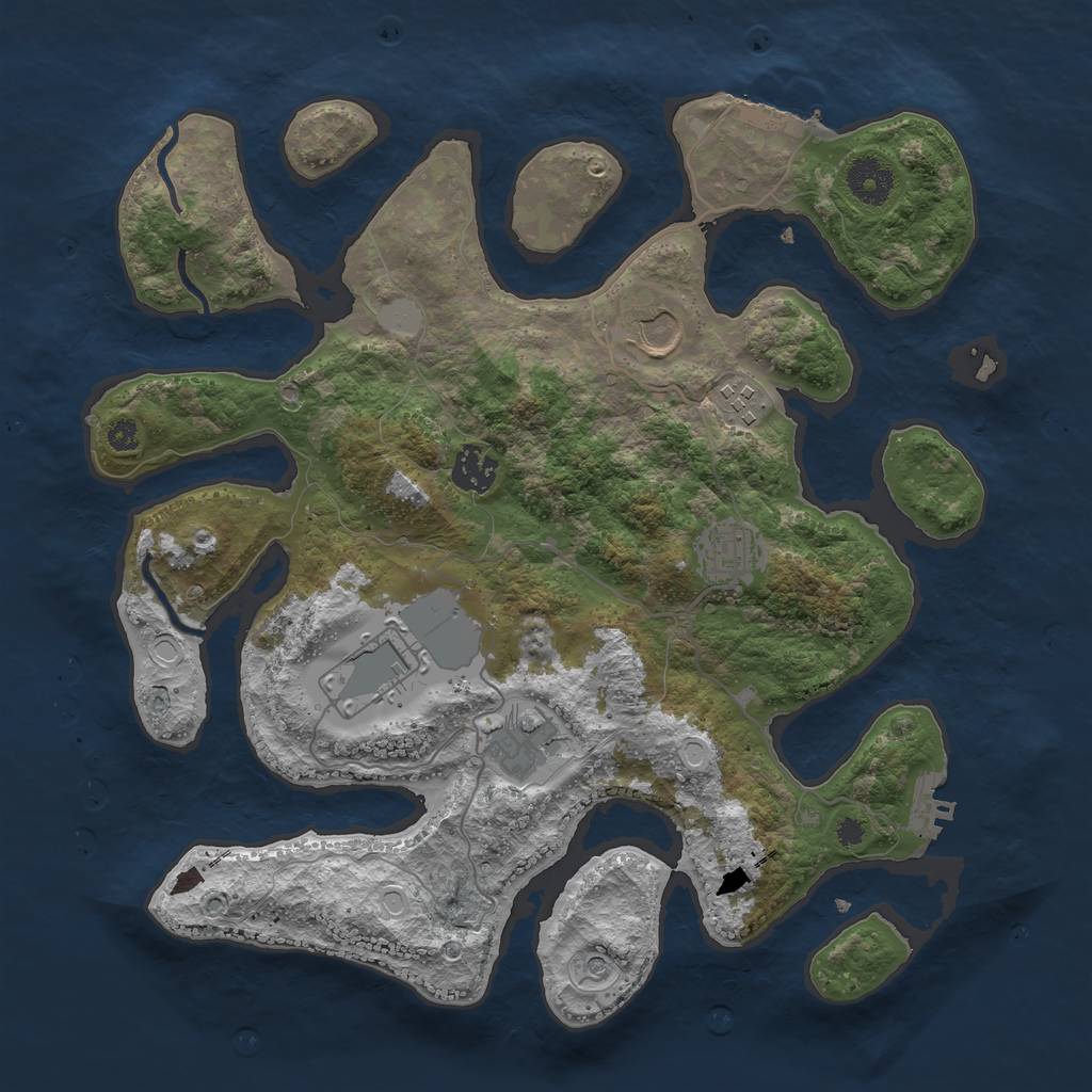 Rust Map: Procedural Map, Size: 3550, Seed: 810516, 14 Monuments