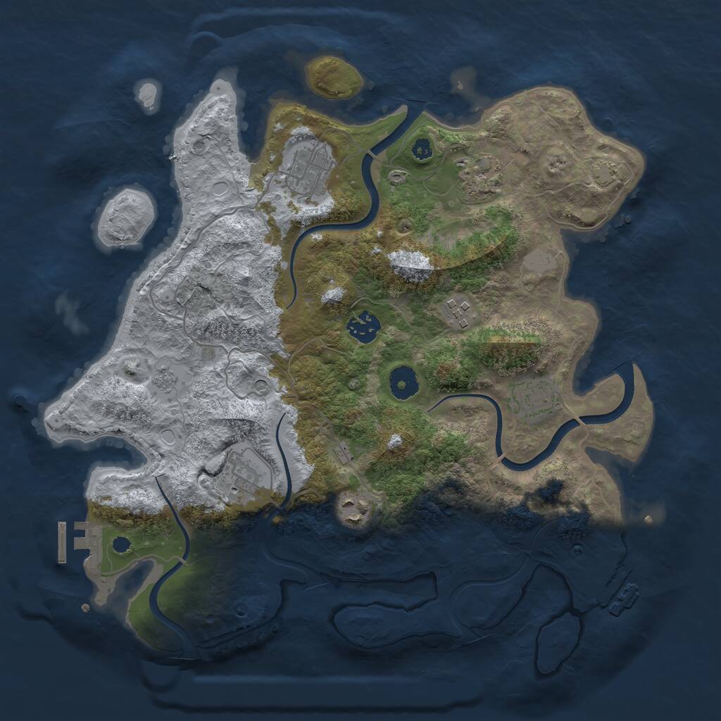 Rust Map: Procedural Map, Size: 3500, Seed: 4803925, 13 Monuments