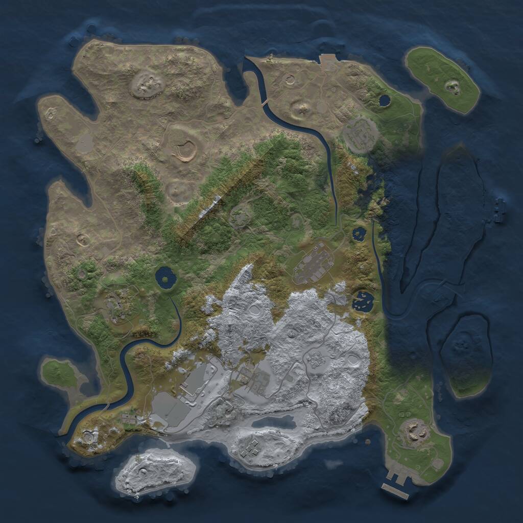 Rust Map: Procedural Map, Size: 3700, Seed: 1350594454, 15 Monuments