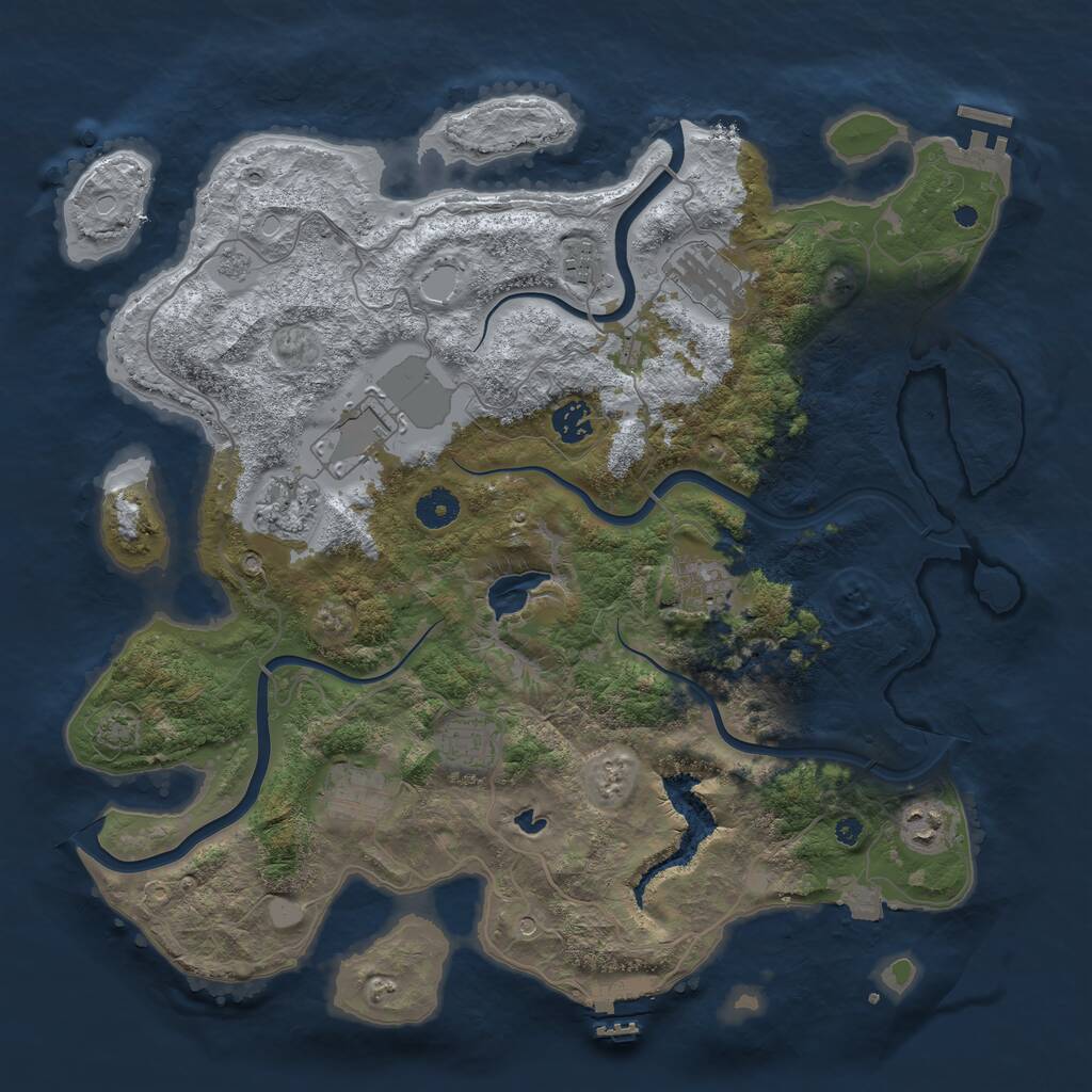 Rust Map: Procedural Map, Size: 4000, Seed: 388722, 15 Monuments