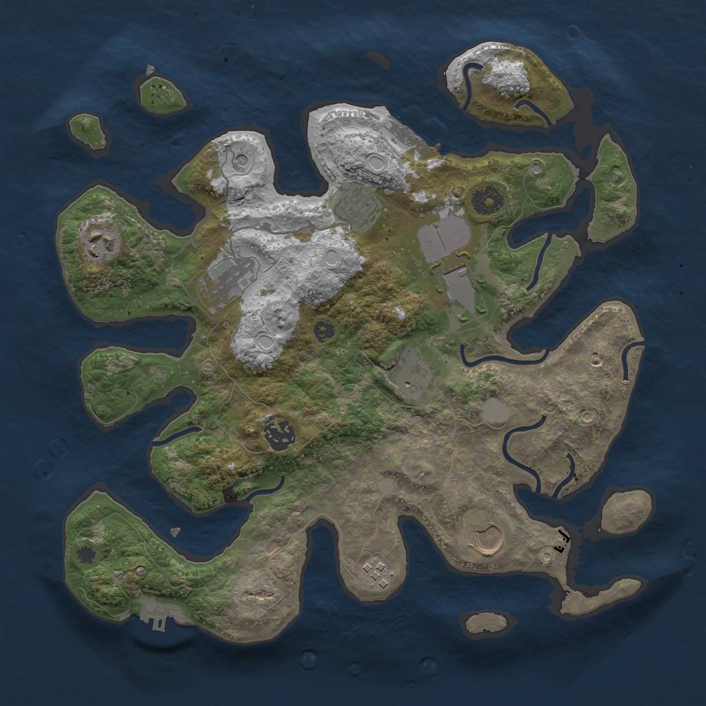Rust Map: Procedural Map, Size: 3500, Seed: 32456543, 16 Monuments