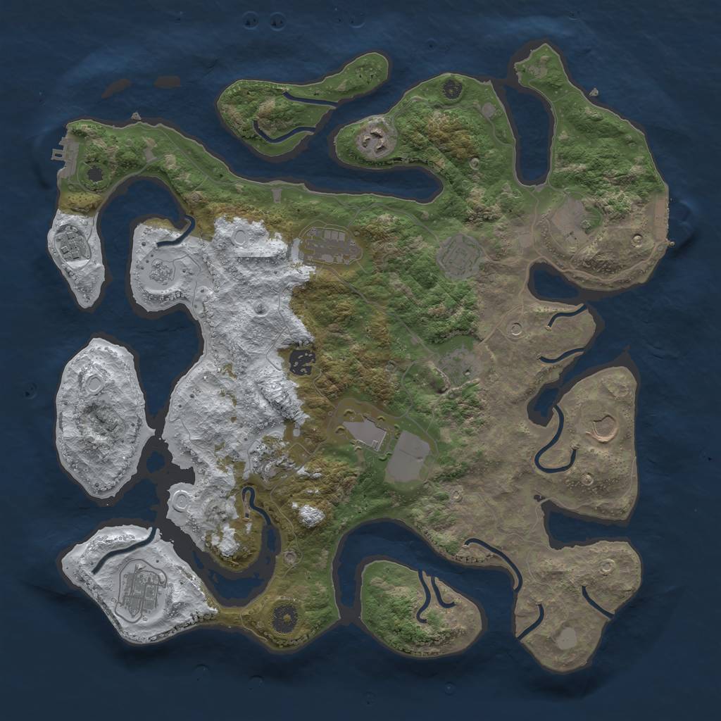 Rust Map: Procedural Map, Size: 3950, Seed: 1224626422, 20 Monuments