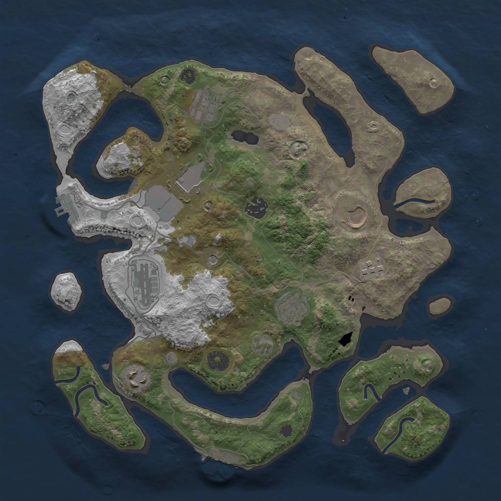 Rust Map: Procedural Map, Size: 3500, Seed: 69000, 16 Monuments