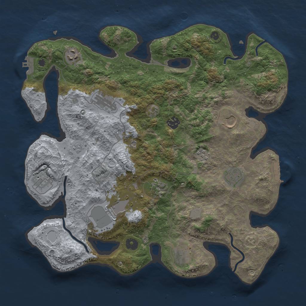 Rust Map: Procedural Map, Size: 3750, Seed: 1224626422, 17 Monuments