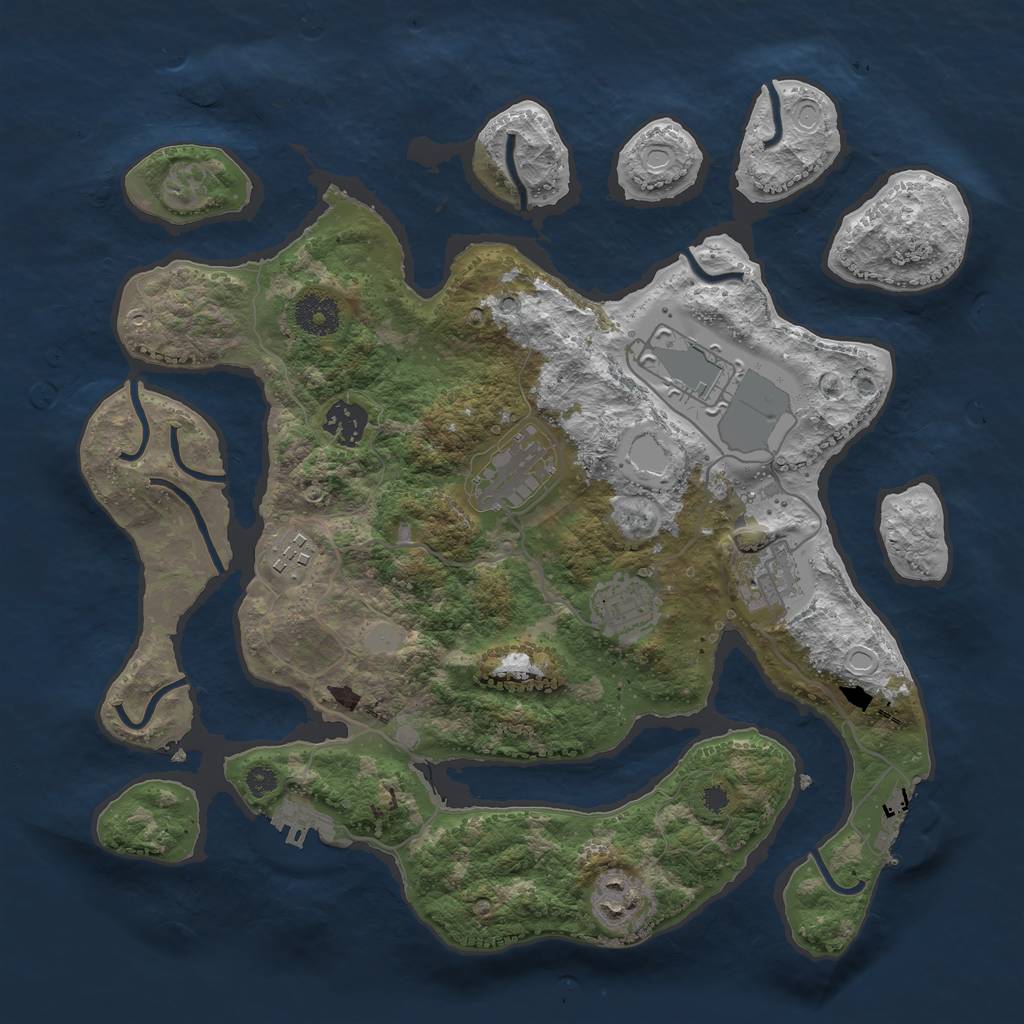 Rust Map: Procedural Map, Size: 3500, Seed: 475433, 14 Monuments