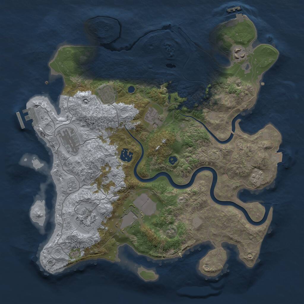 Rust Map: Procedural Map, Size: 3550, Seed: 946426, 14 Monuments