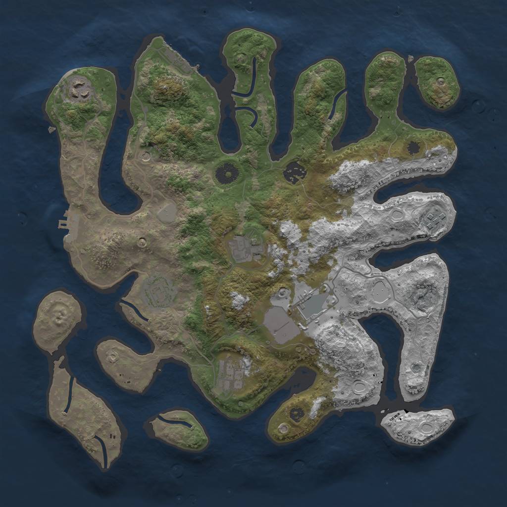 Rust Map: Procedural Map, Size: 3550, Seed: 541663, 15 Monuments