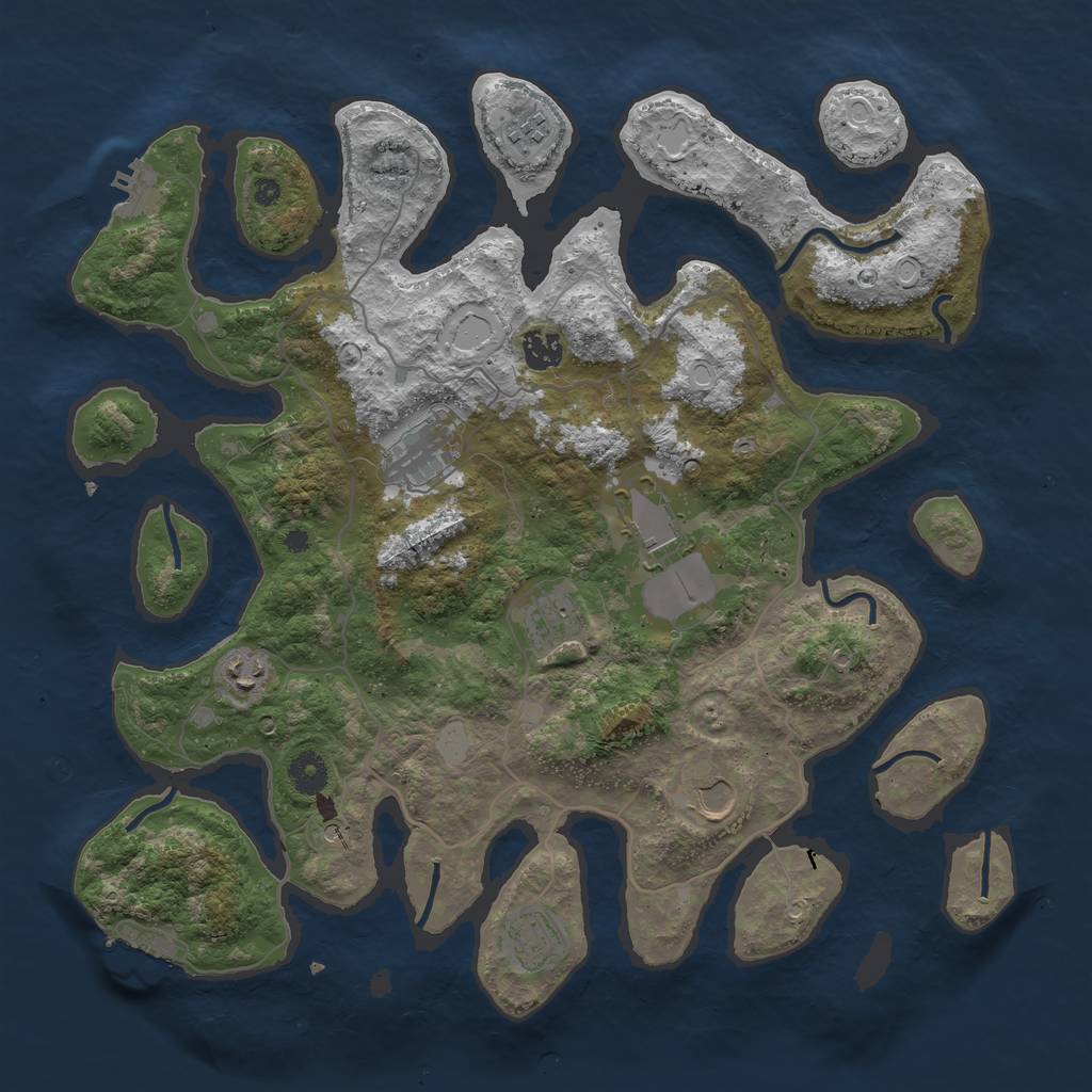 Rust Map: Procedural Map, Size: 4000, Seed: 250, 16 Monuments