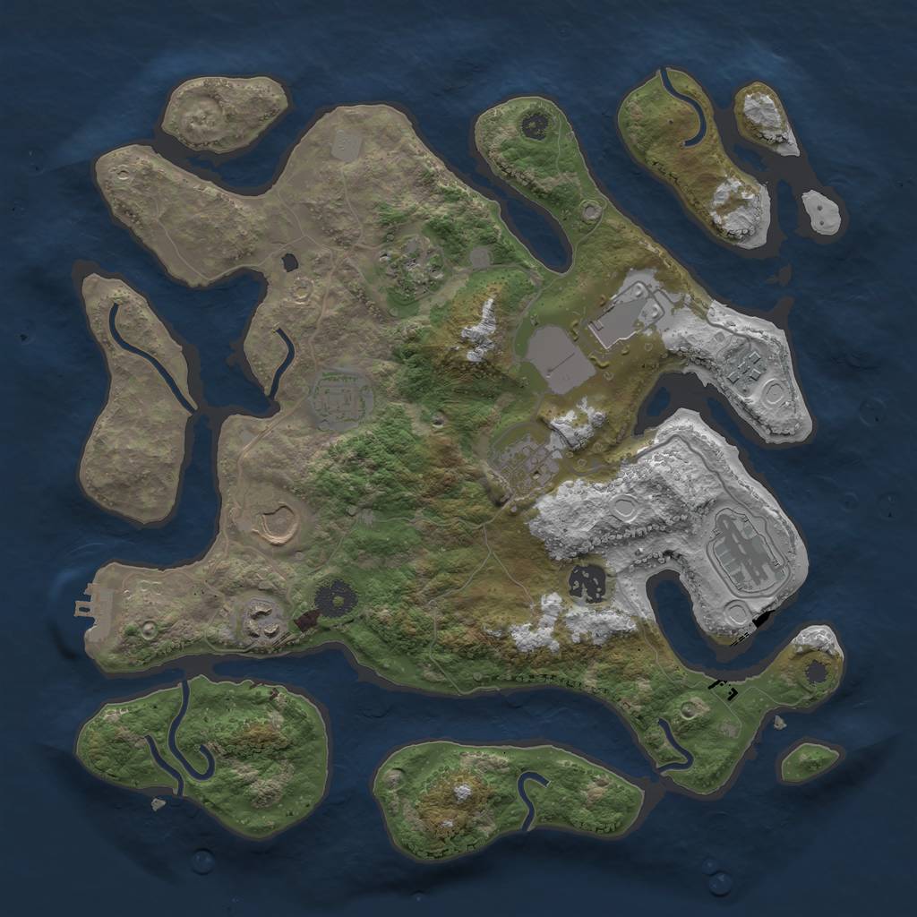 Rust Map: Procedural Map, Size: 3500, Seed: 3579, 15 Monuments