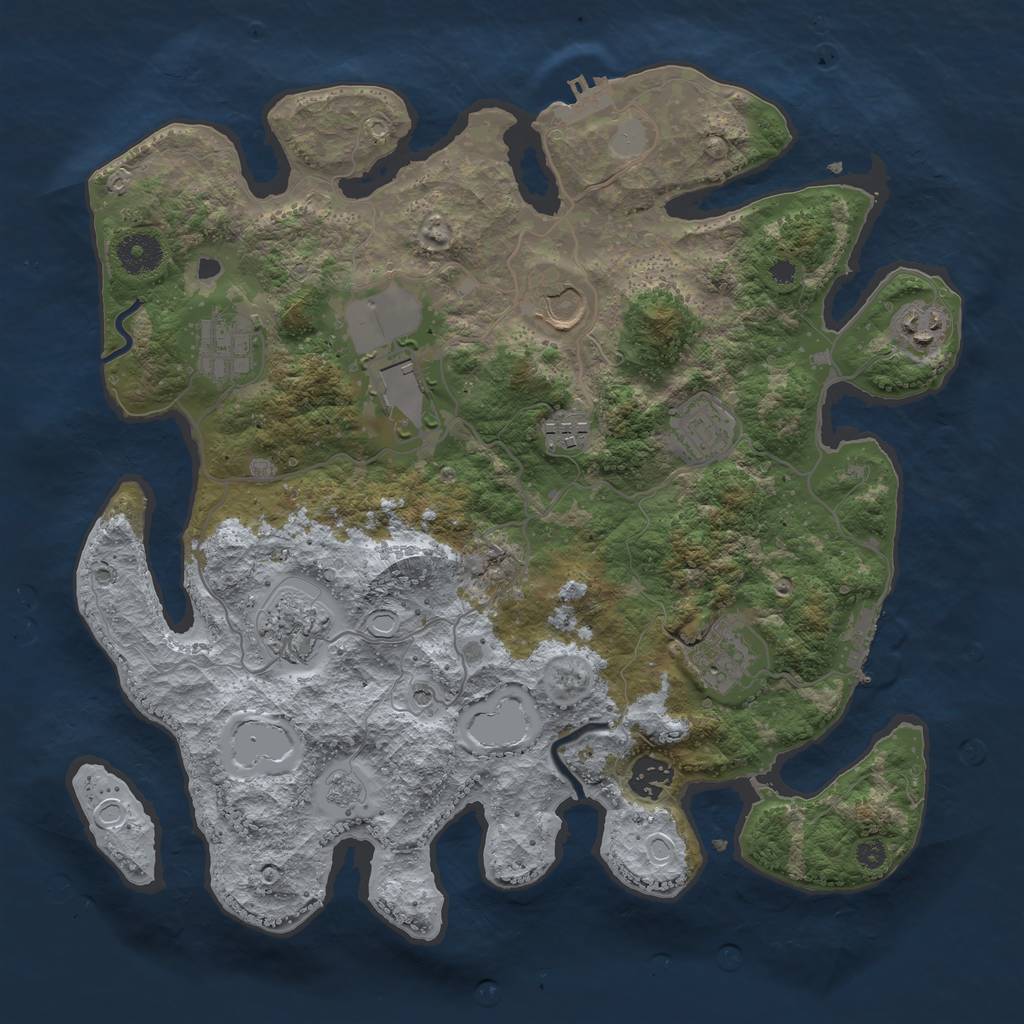 Rust Map: Procedural Map, Size: 3600, Seed: 3, 16 Monuments