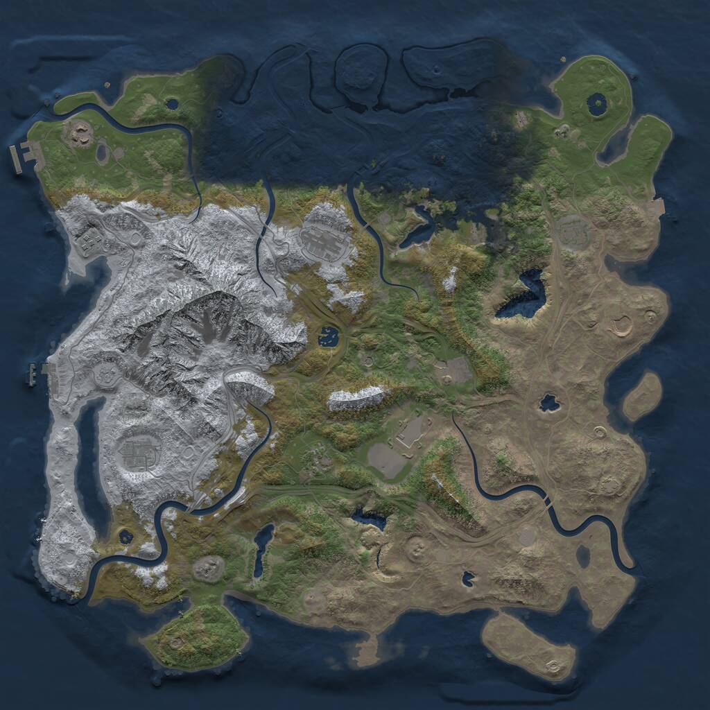 Rust Map: Procedural Map, Size: 5000, Seed: 739413613, 17 Monuments