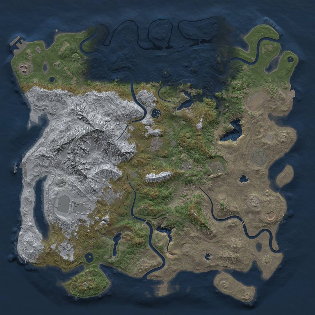 Rust Map: Procedural Map, Size: 5000, Seed: 739413613, 17 Monuments