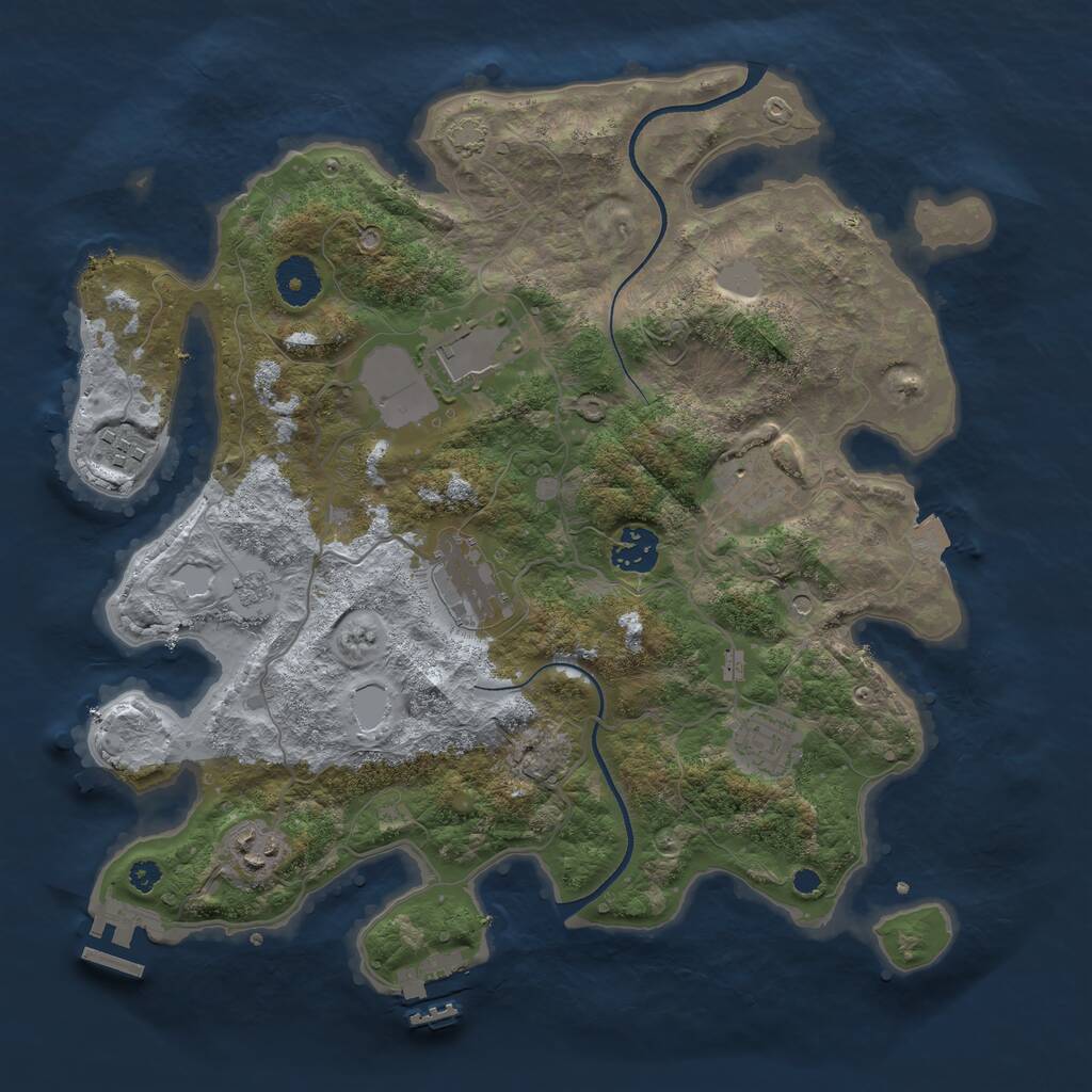 Rust Map: Procedural Map, Size: 3500, Seed: 68962357, 13 Monuments