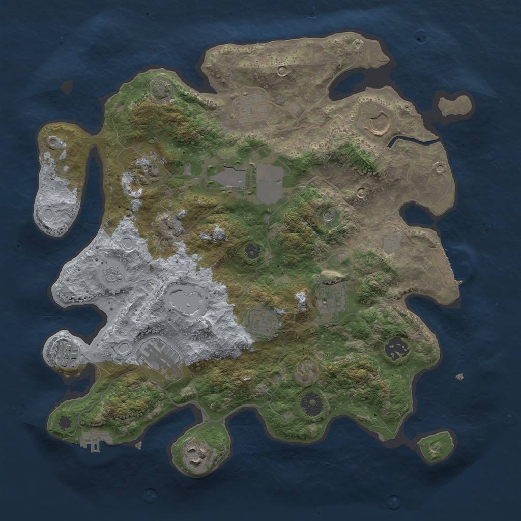 Rust Map: Procedural Map, Size: 3500, Seed: 68962357, 18 Monuments