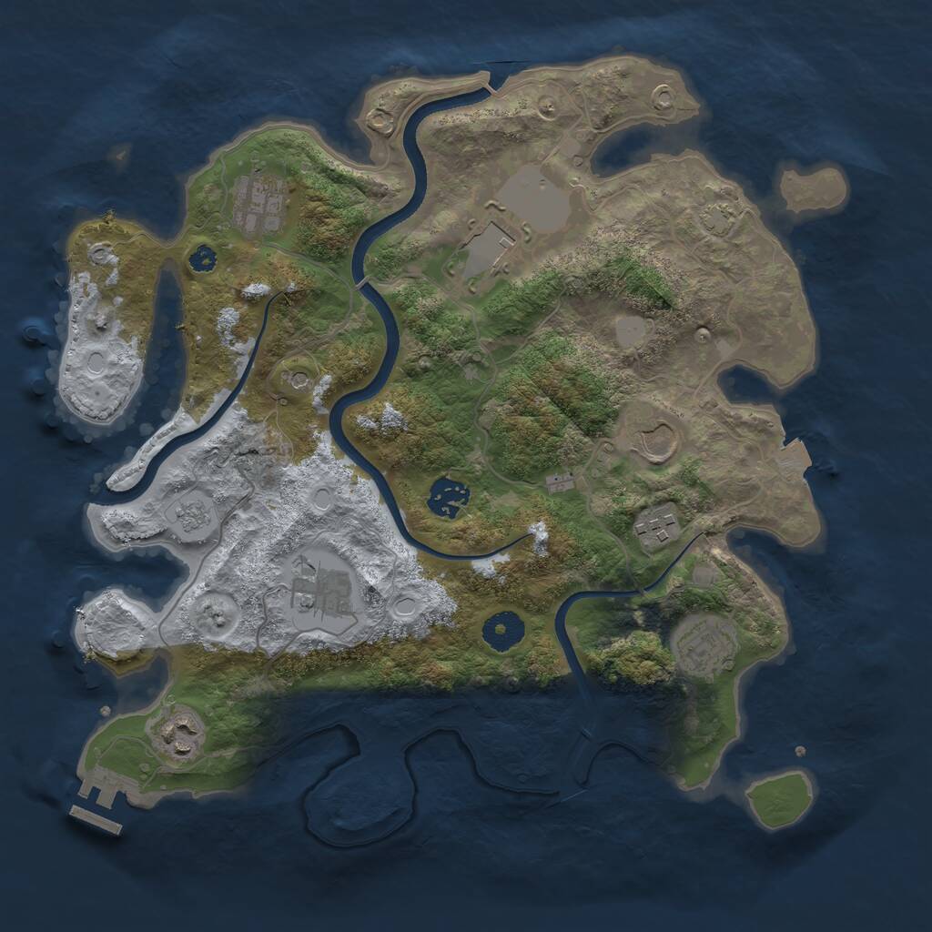 Rust Map: Procedural Map, Size: 3500, Seed: 68962357, 13 Monuments