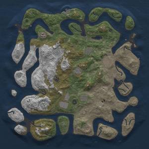 Thumbnail Rust Map: Procedural Map, Size: 4500, Seed: 12345, 19 Monuments