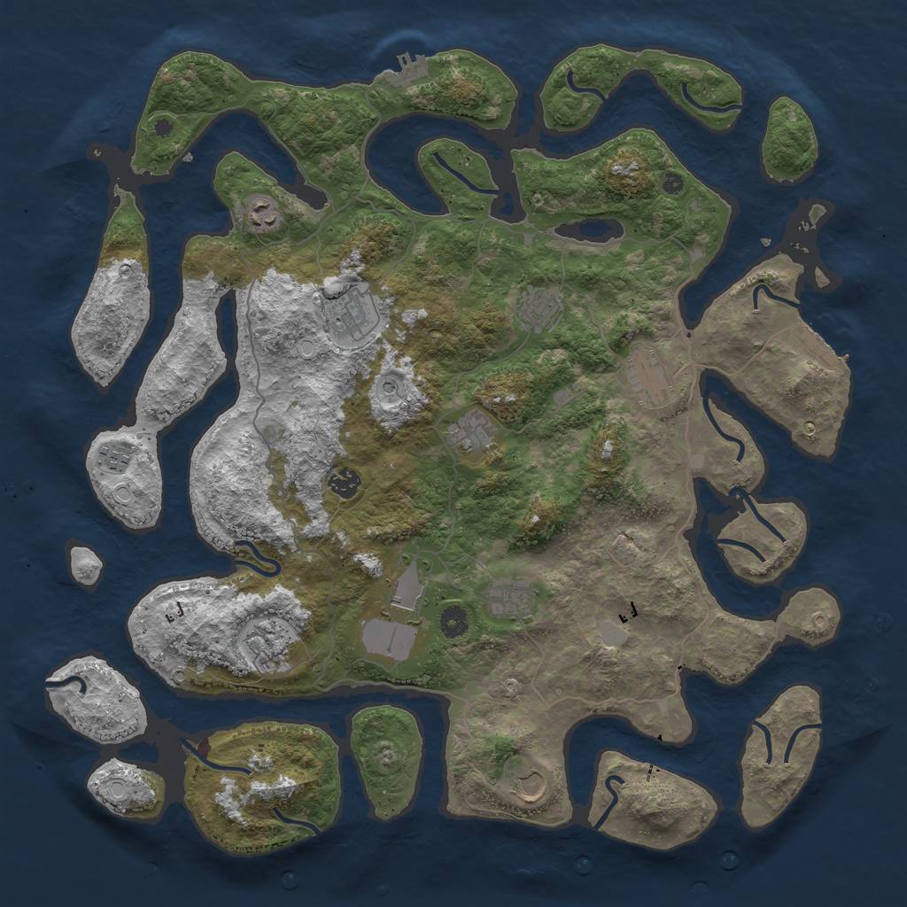 Rust Map: Procedural Map, Size: 4500, Seed: 12345, 19 Monuments