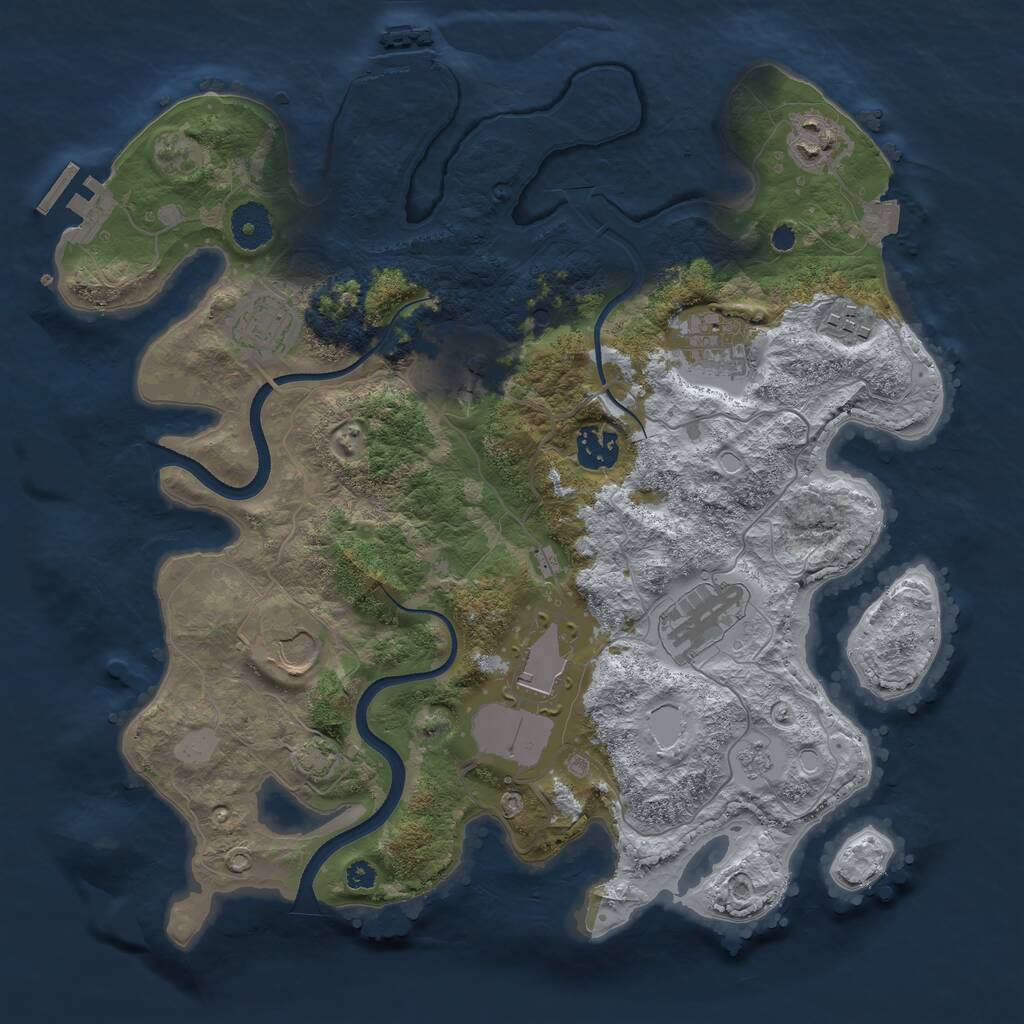 Rust Map: Procedural Map, Size: 3500, Seed: 44177784, 15 Monuments