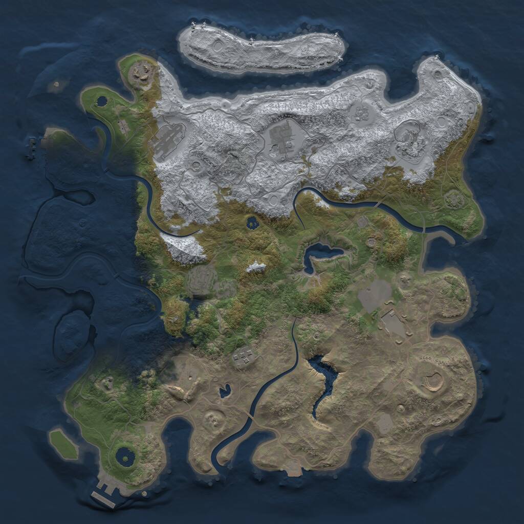 Rust Map: Procedural Map, Size: 4096, Seed: 1, 15 Monuments