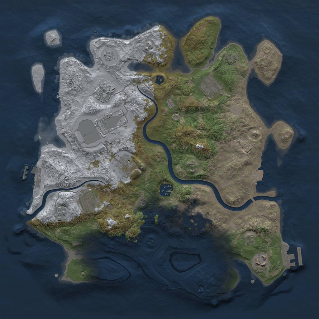 Rust Map: Procedural Map, Size: 3500, Seed: 42, 15 Monuments