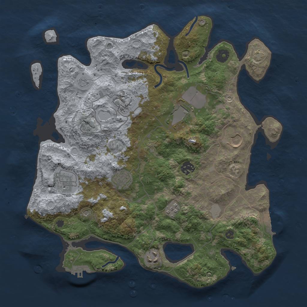 Rust Map: Procedural Map, Size: 3500, Seed: 42, 16 Monuments