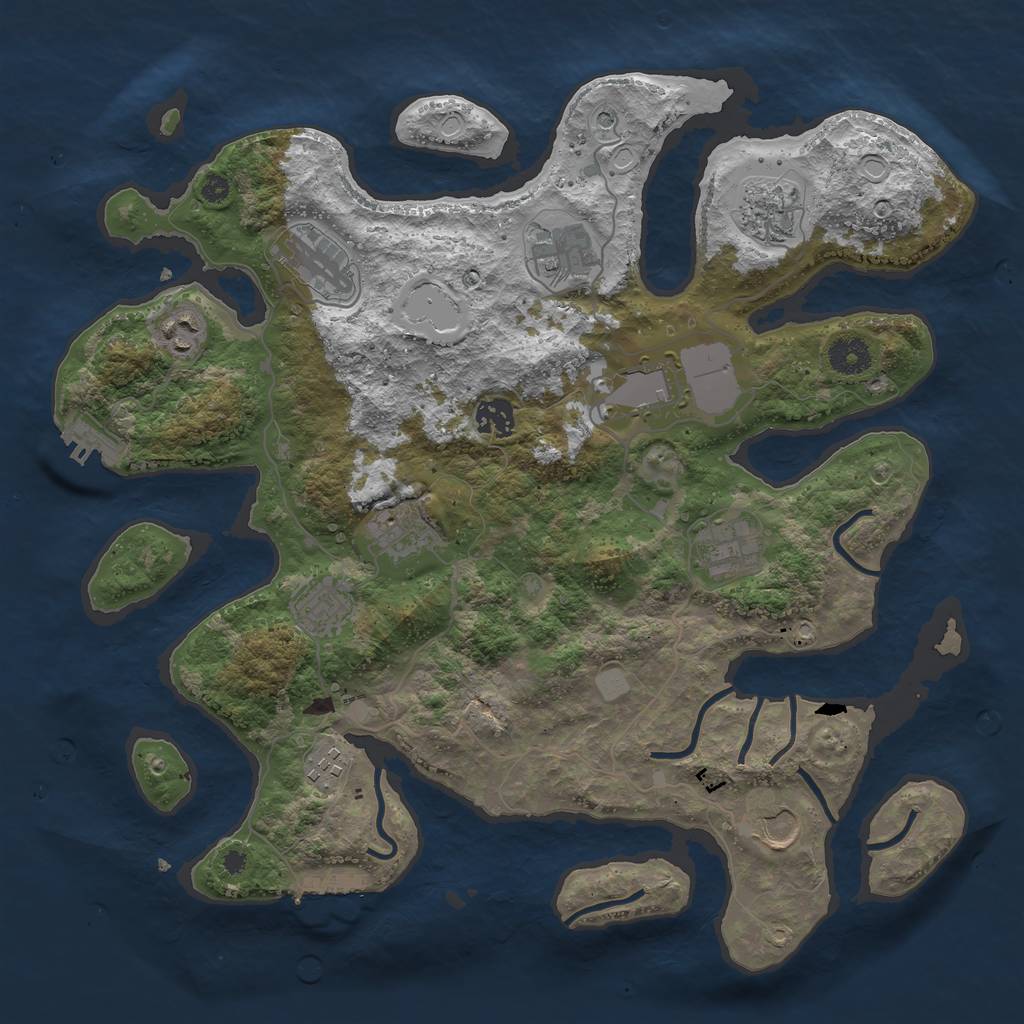 Rust Map: Procedural Map, Size: 3800, Seed: 65, 19 Monuments