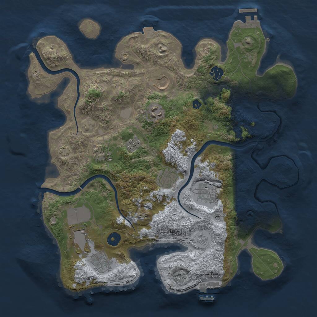 Rust Map: Procedural Map, Size: 3550, Seed: 833379, 15 Monuments