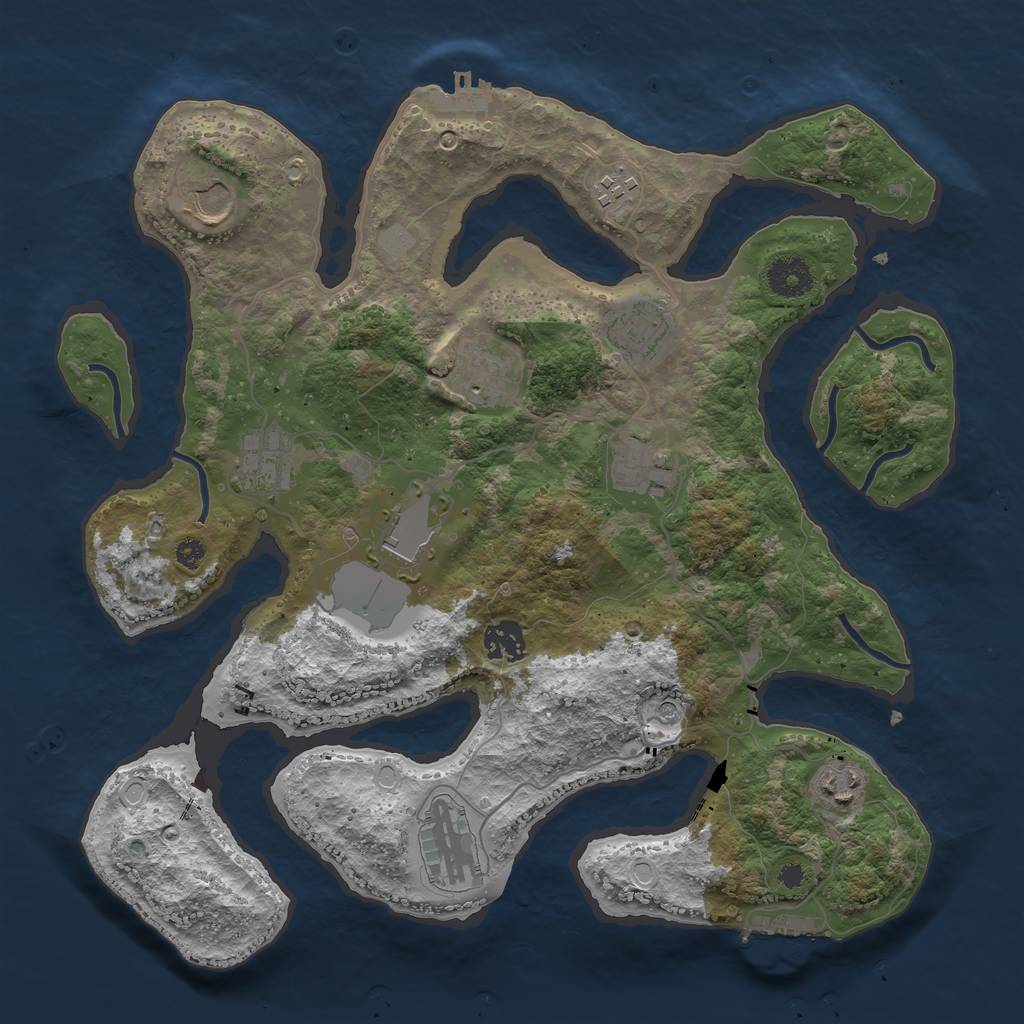 Rust Map: Procedural Map, Size: 3600, Seed: 2147483647, 18 Monuments