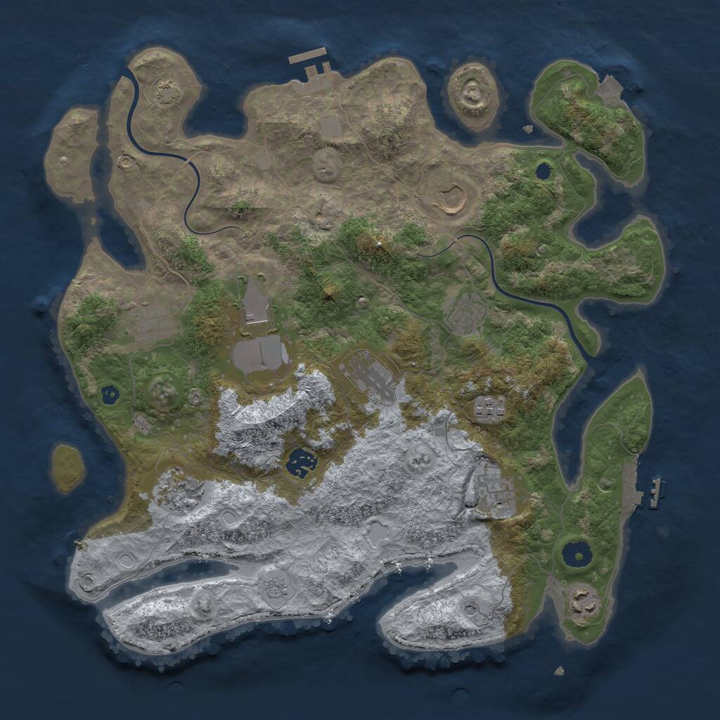 Rust Map: Procedural Map, Size: 3800, Seed: 987548745, 16 Monuments