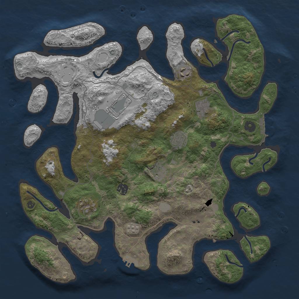 Rust Map: Procedural Map, Size: 4000, Seed: 3201874, 16 Monuments
