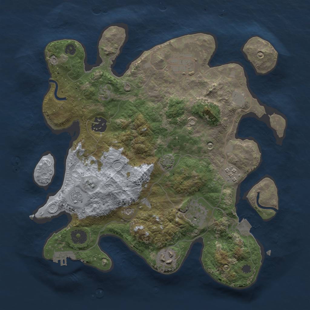 Rust Map: Procedural Map, Size: 3000, Seed: 1367562497, 12 Monuments
