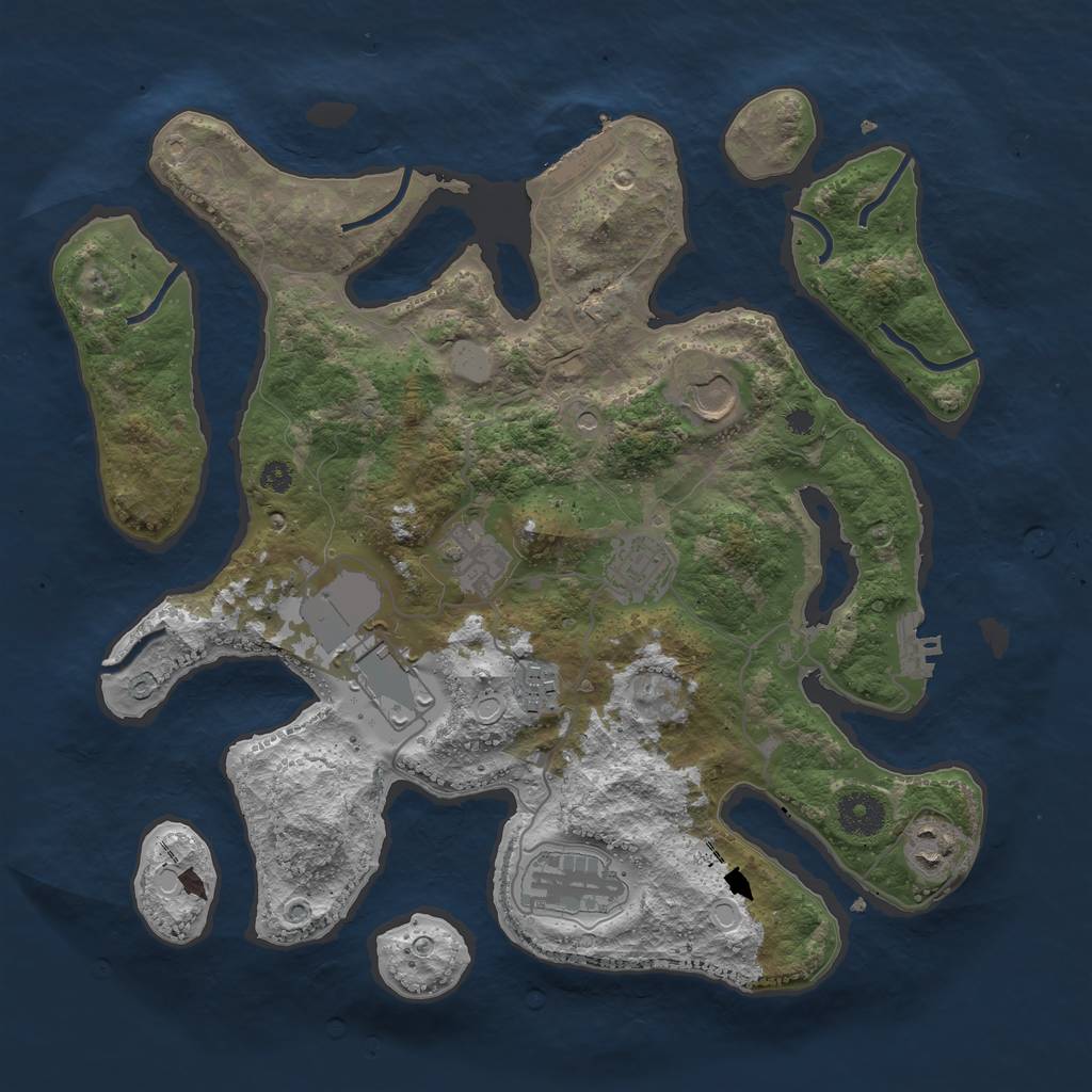 Rust Map: Procedural Map, Size: 3550, Seed: 140042, 15 Monuments