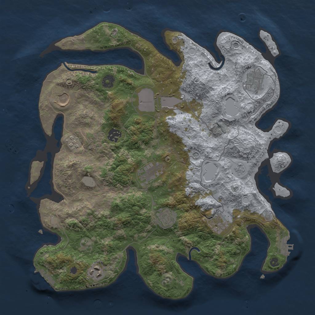 Rust Map: Procedural Map, Size: 3550, Seed: 654707, 16 Monuments