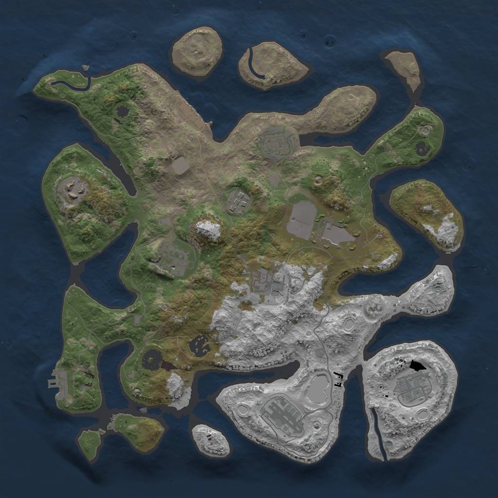 Rust Map: Procedural Map, Size: 3550, Seed: 921674, 16 Monuments