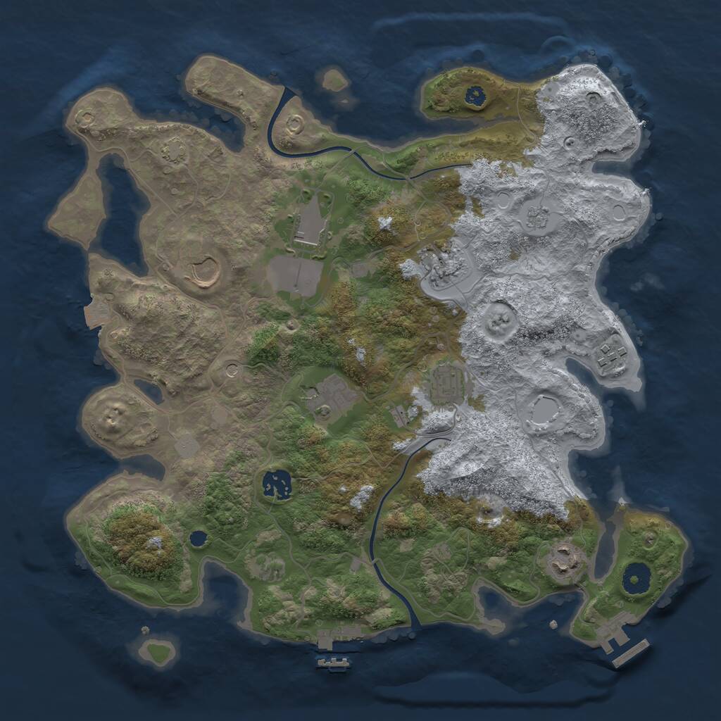 Rust Map: Procedural Map, Size: 3550, Seed: 227800, 14 Monuments