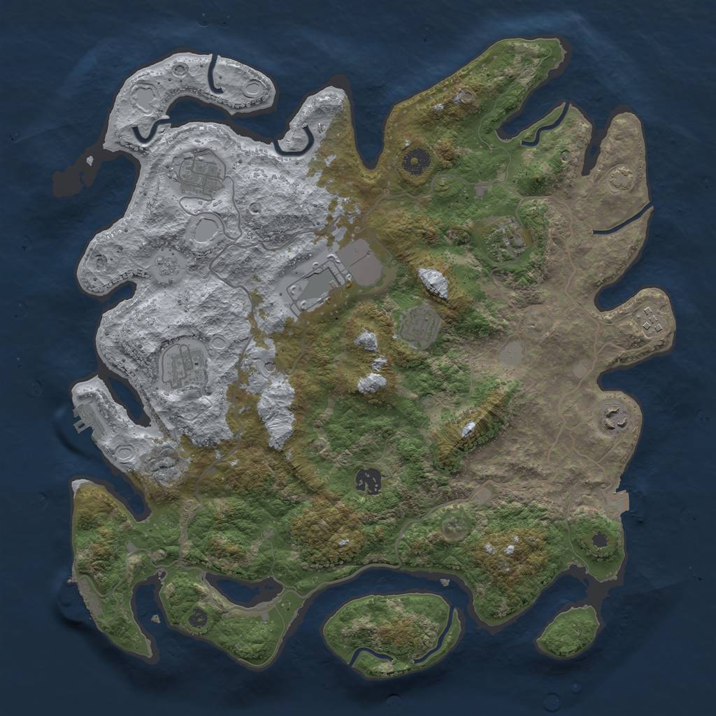 Rust Map: Procedural Map, Size: 4000, Seed: 66875, 16 Monuments