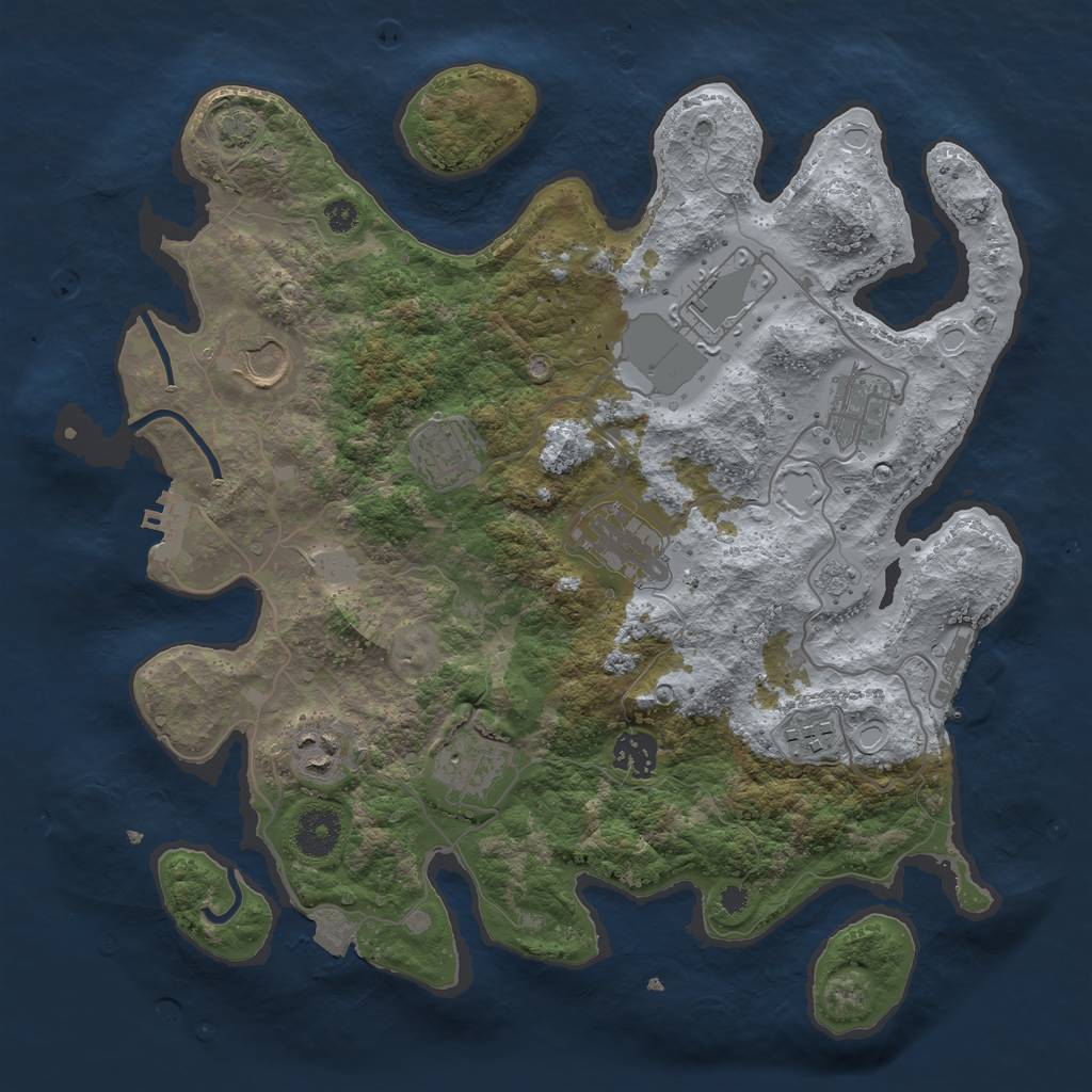 Rust Map: Procedural Map, Size: 3500, Seed: 241221, 16 Monuments