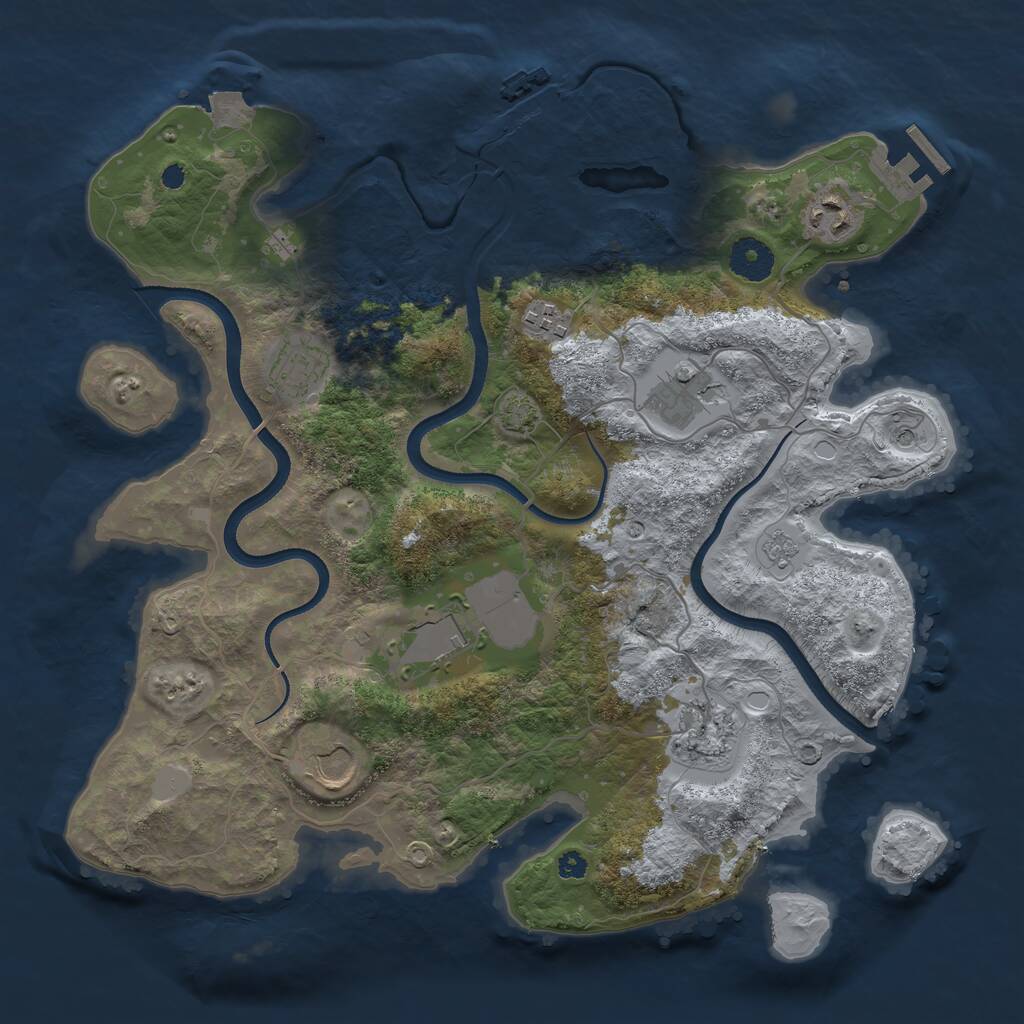 Rust Map: Procedural Map, Size: 3550, Seed: 729505, 13 Monuments