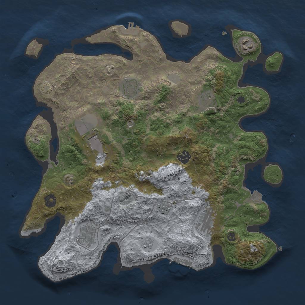 Rust Map: Procedural Map, Size: 3550, Seed: 328107, 16 Monuments
