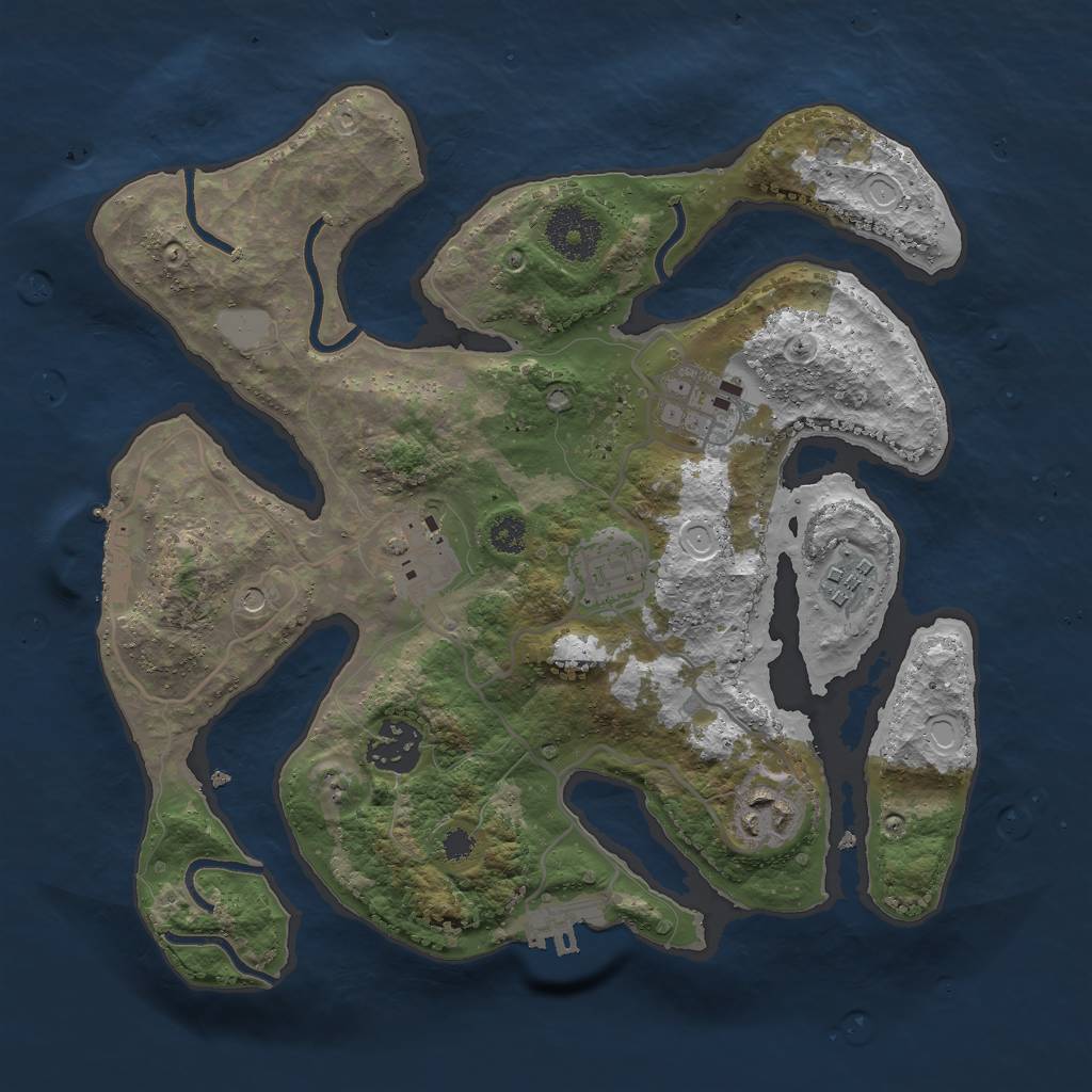 Rust Map: Procedural Map, Size: 3000, Seed: 543552, 14 Monuments