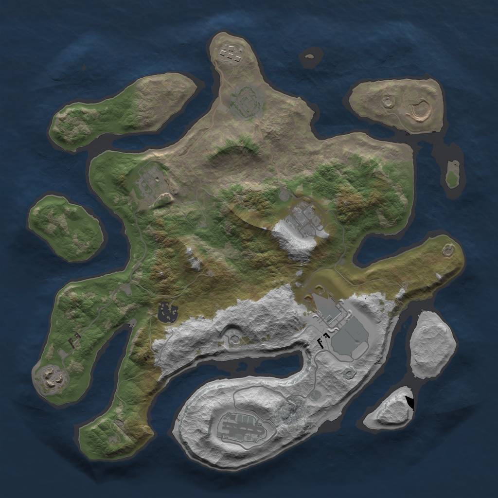 Rust Map: Barren, Size: 3500, Seed: 251221, 12 Monuments