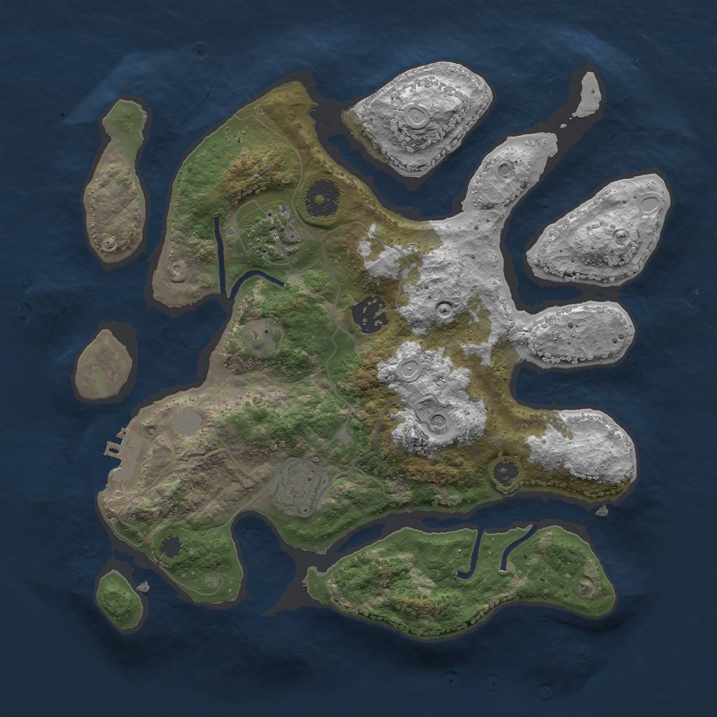 Rust Map: Procedural Map, Size: 3000, Seed: 722156097, 10 Monuments