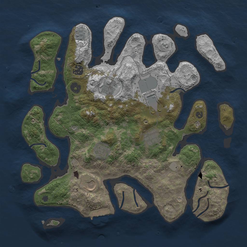 Rust Map: Procedural Map, Size: 3500, Seed: 709, 14 Monuments