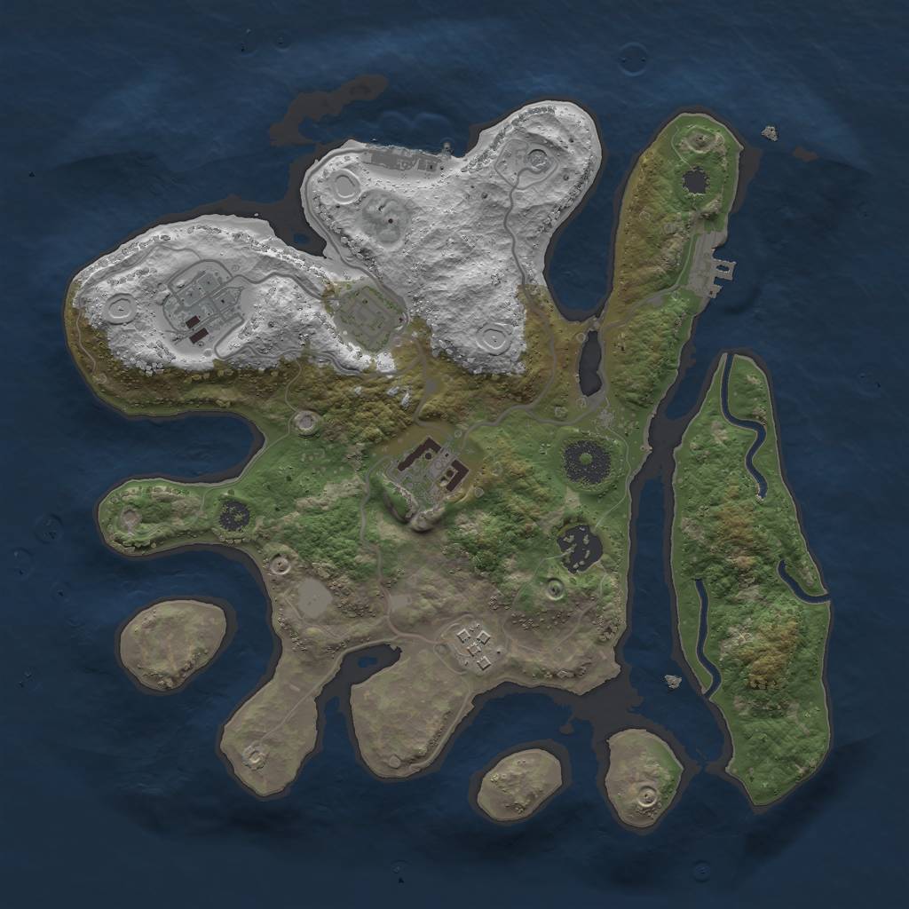 Rust Map: Procedural Map, Size: 3000, Seed: 919743, 13 Monuments