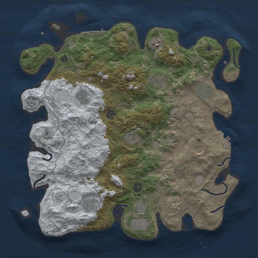 Rust Map: Procedural Map, Size: 4000, Seed: 2003, 20 Monuments