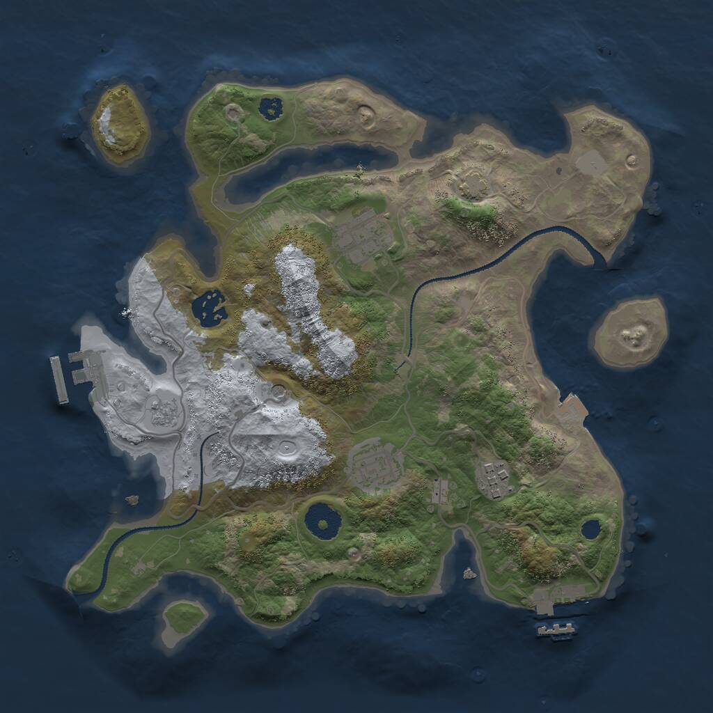 Rust Map: Procedural Map, Size: 3000, Seed: 368343, 10 Monuments