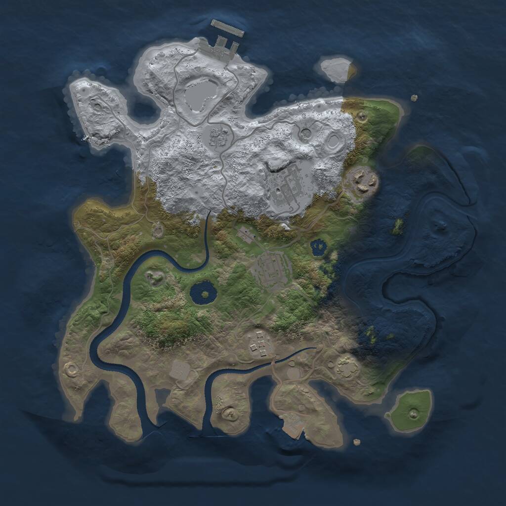 Rust Map: Procedural Map, Size: 3000, Seed: 314305, 9 Monuments