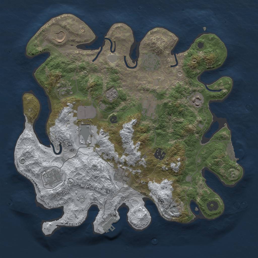 Rust Map: Procedural Map, Size: 3500, Seed: 41186494, 19 Monuments